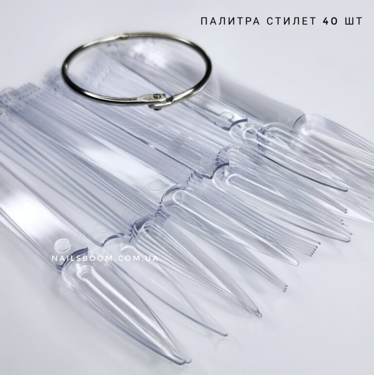 Палітра-веєр прозорий 40 шт, стілет 12 см
