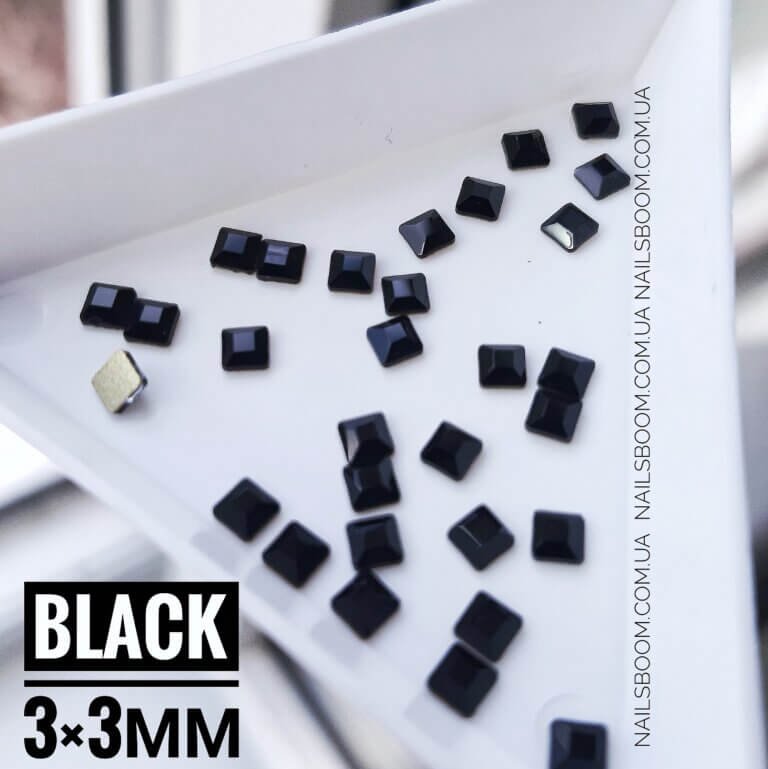 Квадратные стразы 1_copy_1459x1461 Камінці фігурні квадратні 3×3 мм Black, 10 шт