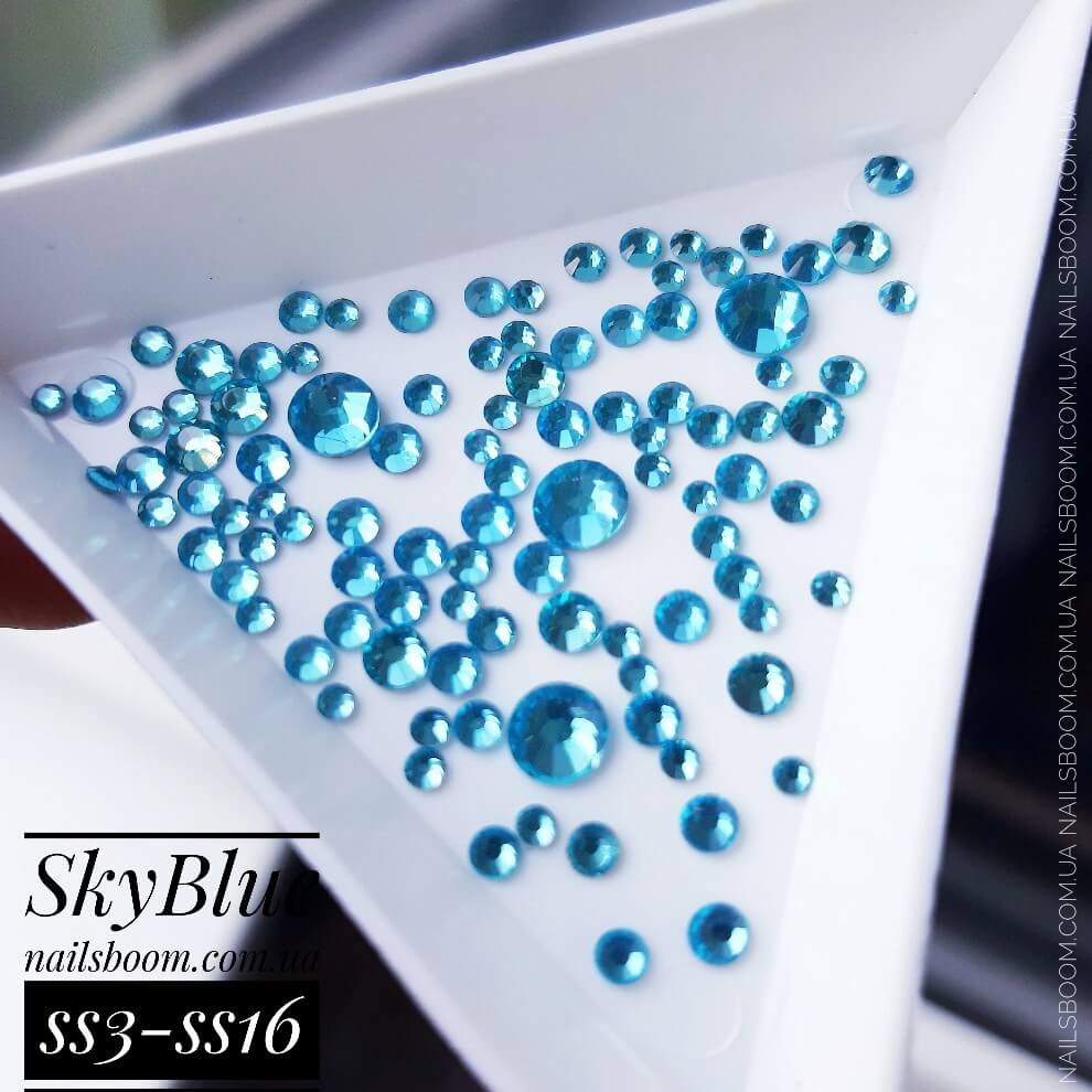Стразы Стразы Sky Blue ss3-ss16, 100 шт