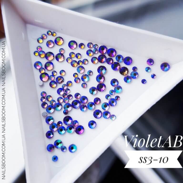 Стразы Стразы Violet AB ss3-ss10, 100 шт