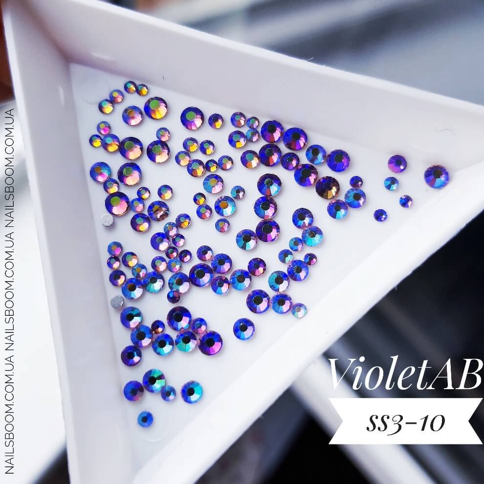 Стразы Violet AB ss3-ss10, 100 шт