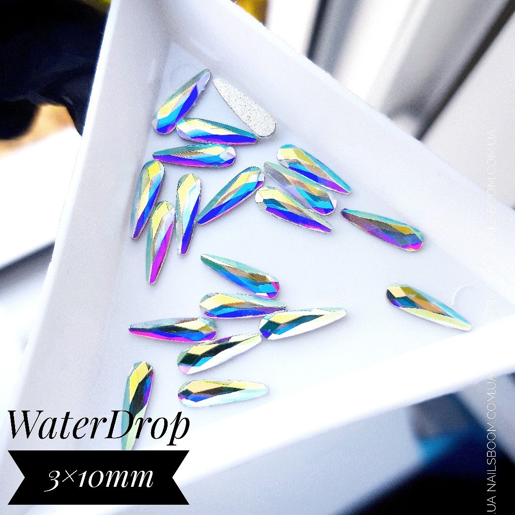 Стразы WaterDrop Crystal AB 3×10 мм, 10 шт