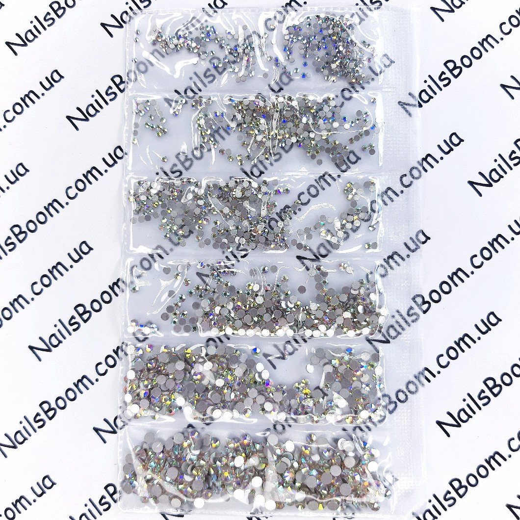 стразы Crystal AB MIX ss3-ss10, 1720 шт