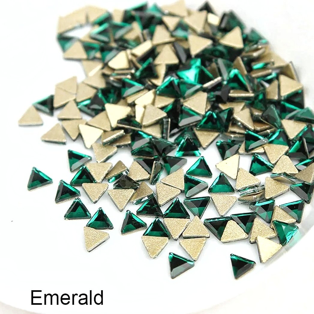 Стразы Emerald треугольник 3×3 мм, 10 шт