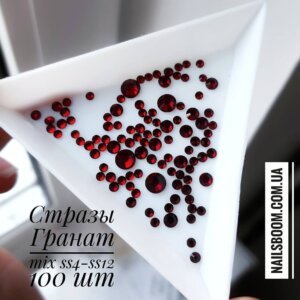 Стразы Камінці Гранат ss3-ss12, 100 шт