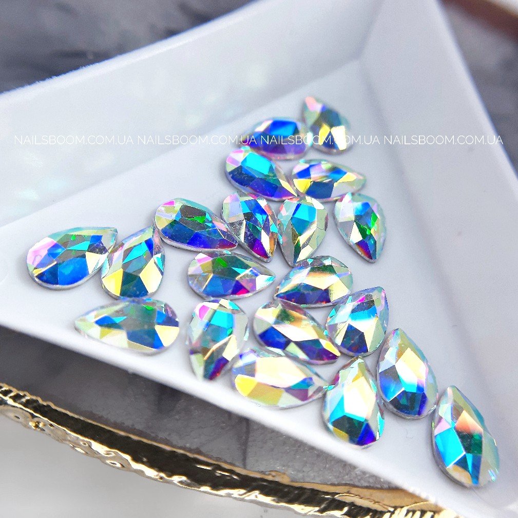 Стразы WaterDrop 5*8 мм Crystal AB, 10 шт