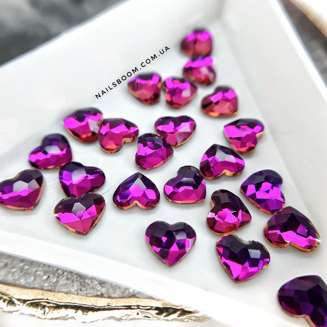Стразы Heart Flame Purple 5.5*6 мм, 10 шт