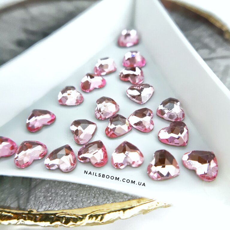 Камінці фігурні Heart Pink 5.5*6 мм, 10 шт