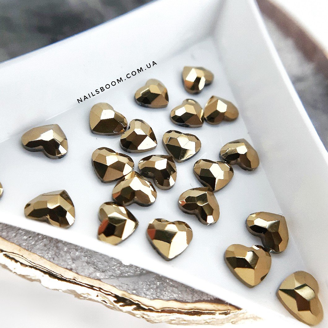 Камінці фігурні Heart Gold 5.5*6 мм, 10 шт
