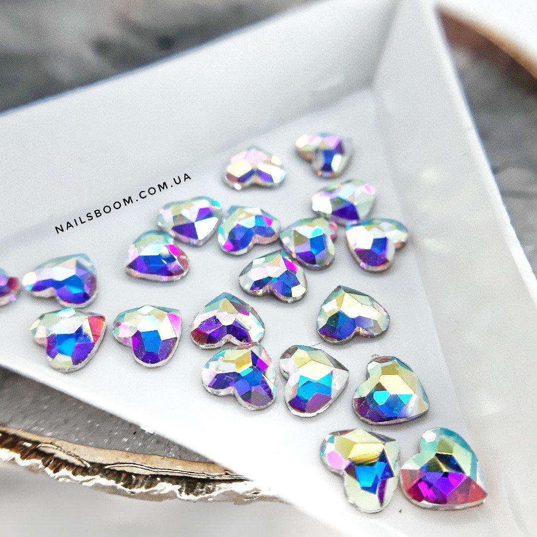 Камінці фігурні Heart Crystal AB 5.5*6 мм, 10 шт