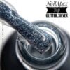 Гліттерний топ NailApex Top Glitter Silver, 15 мл