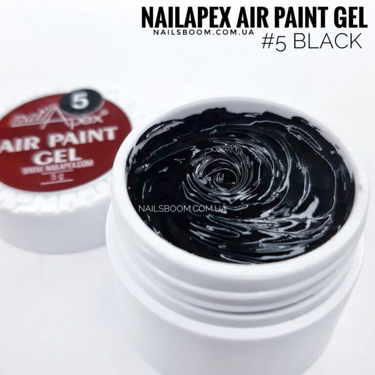 Гель-фарба NailApex Air Paint gel 5 (чорна), 5 г