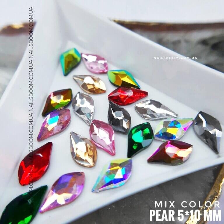 Стразы фигурные груша Pear 5×10 мм Mix Color, 20 шт
