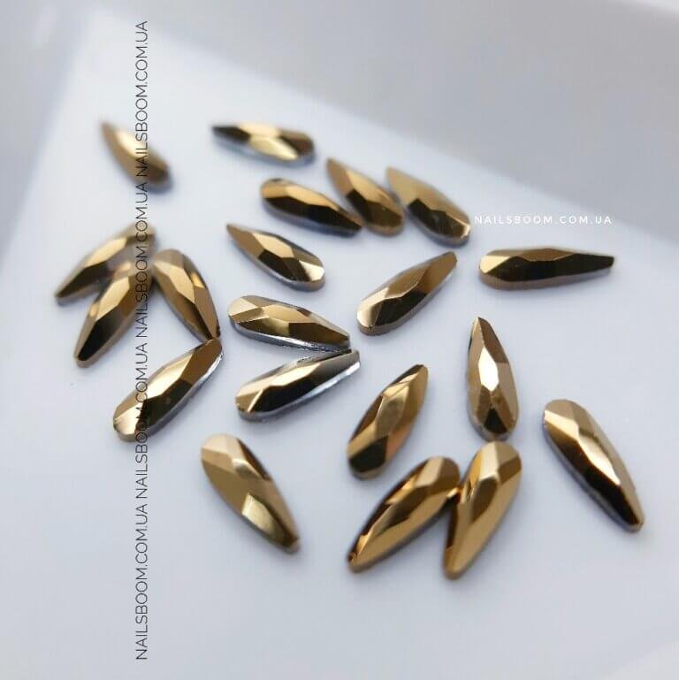 Стразы фигурные капля WaterDrop 2×6 мм Gold, 10 шт
