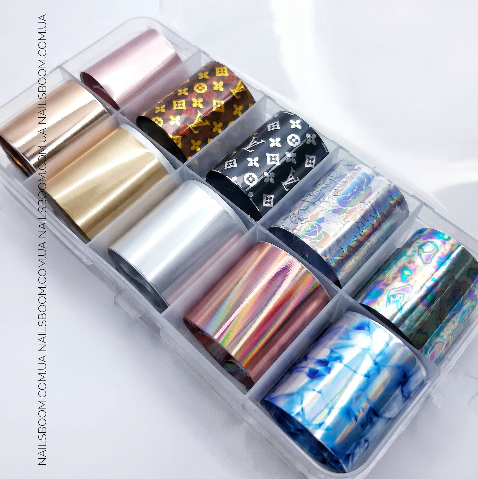 IMG-b893503655d4299ebf174234a28060ba-V Переводная фольга микс+Logo №10, набор 10 шт