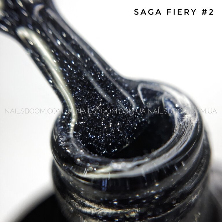 Світловідбиваючий гель-лак Saga Fiery 02 (чорний), 10 мл