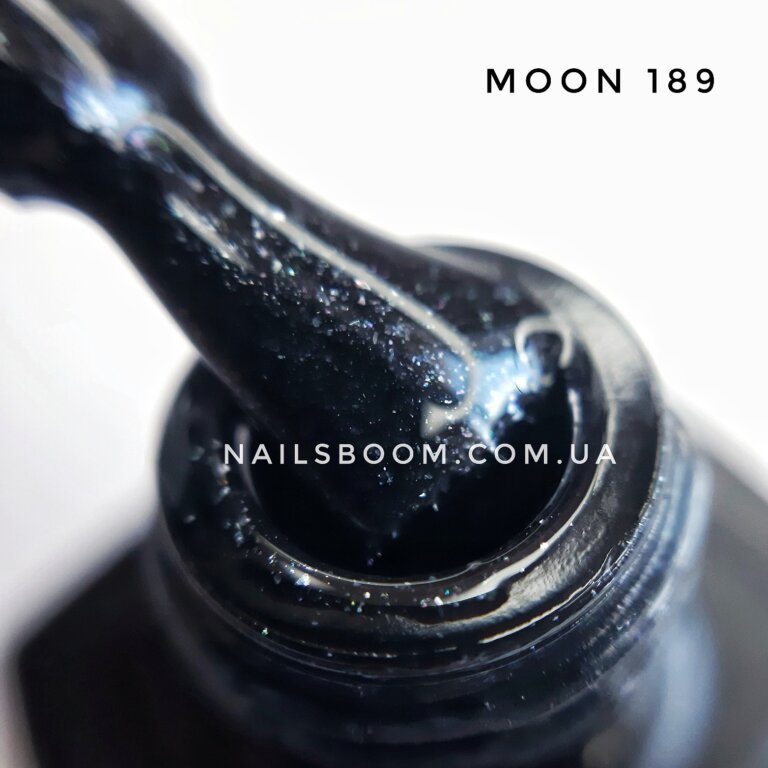 Гель-лак Moon Full №189 (черный с микроблеском), 8 мл