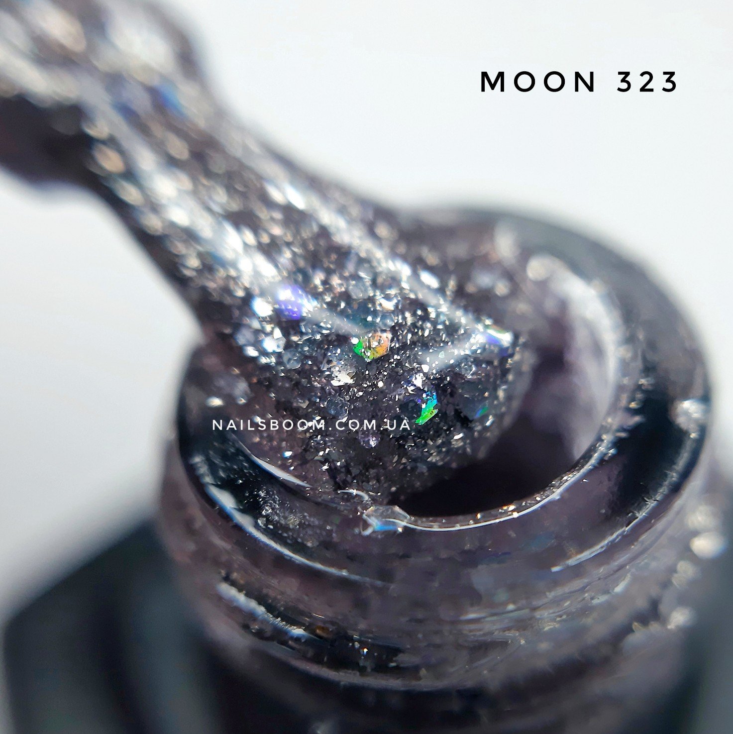 Гель-лак Moon Full №323 (серо-розовый с серебристыми блестками), 8 мл