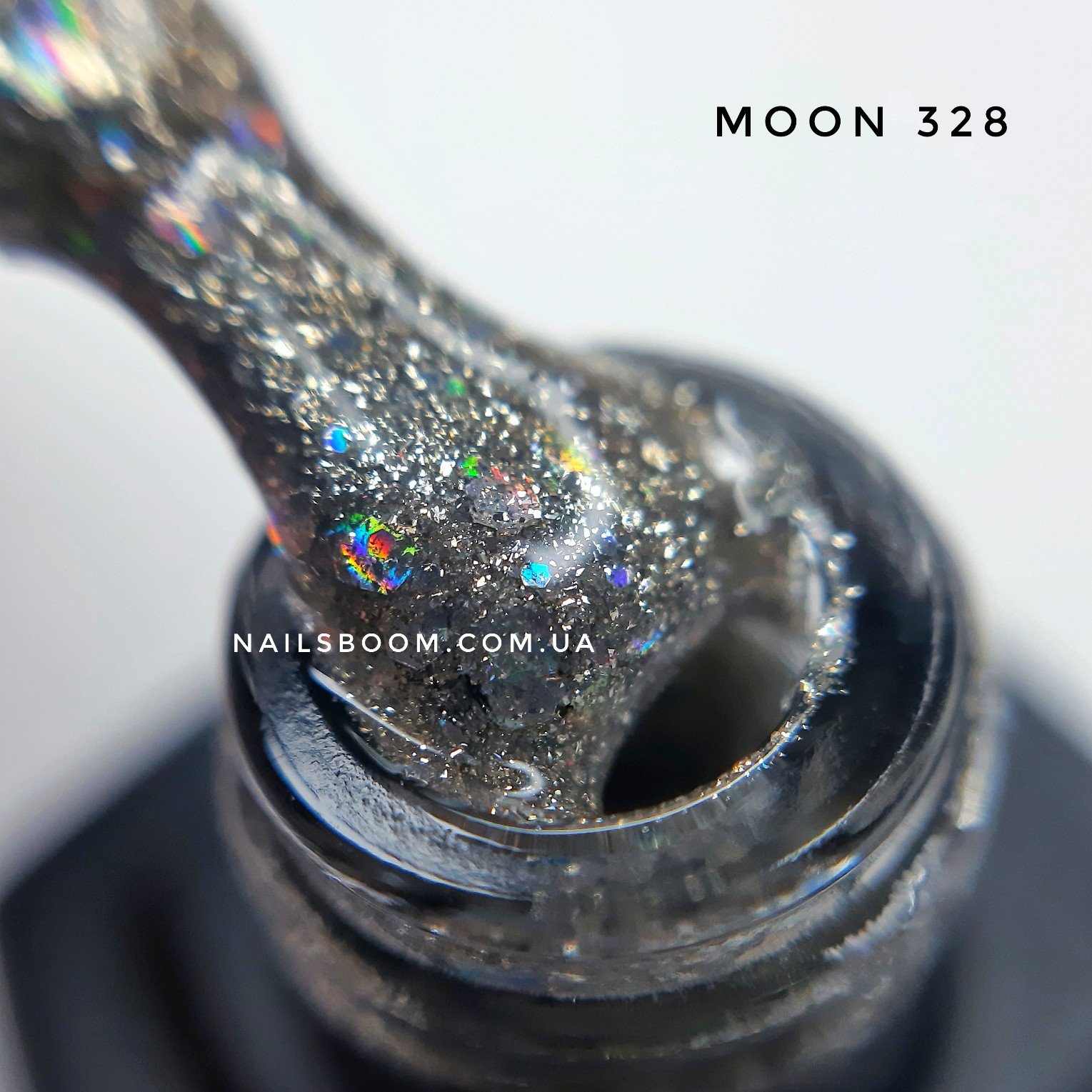 Гель-лак Moon Full №328 (серебристо-золотой с разноцветным глиттером), 8 мл