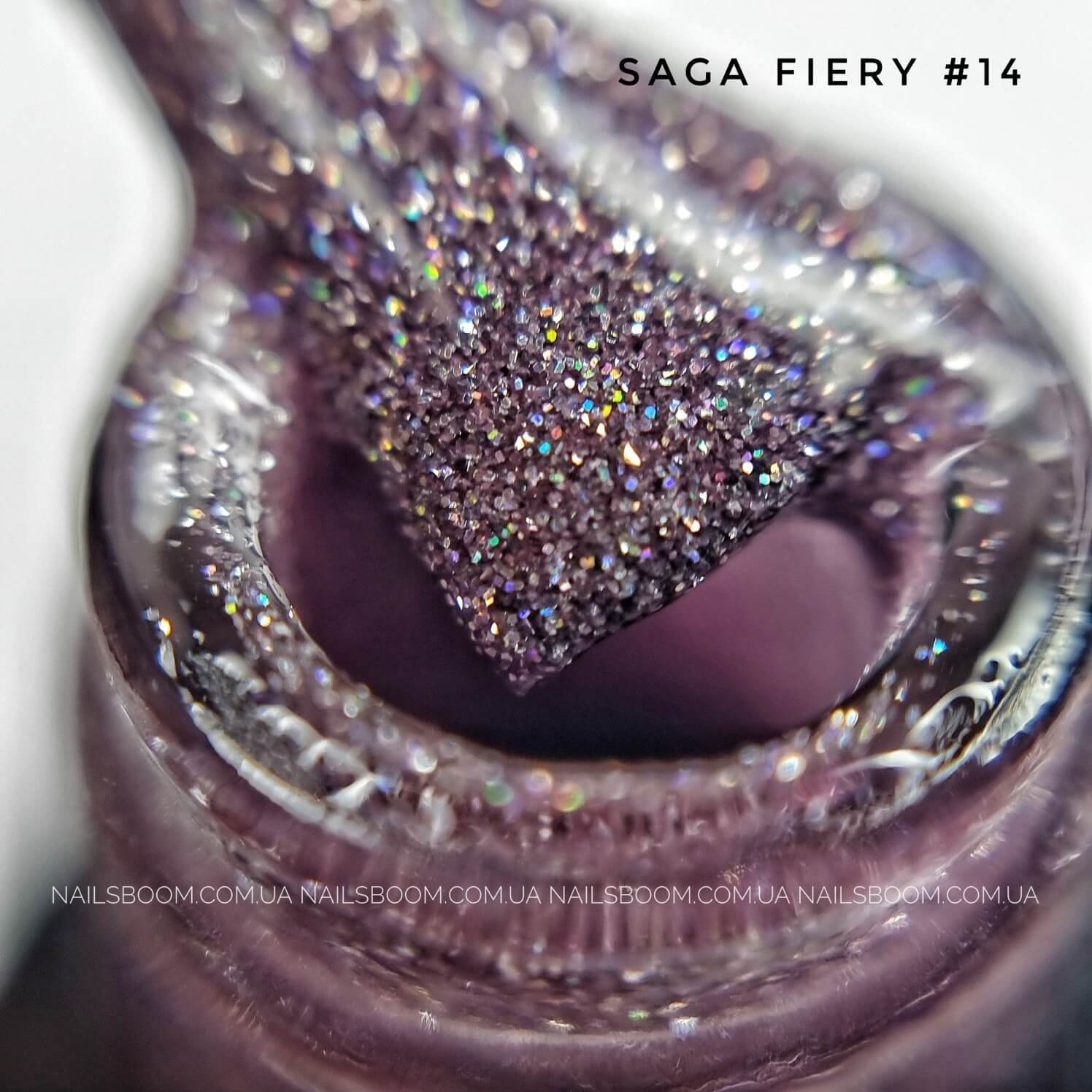 Світловідбиваючий гель-лак Saga Fiery 14 (світло-рожевий голографік), 10 мл