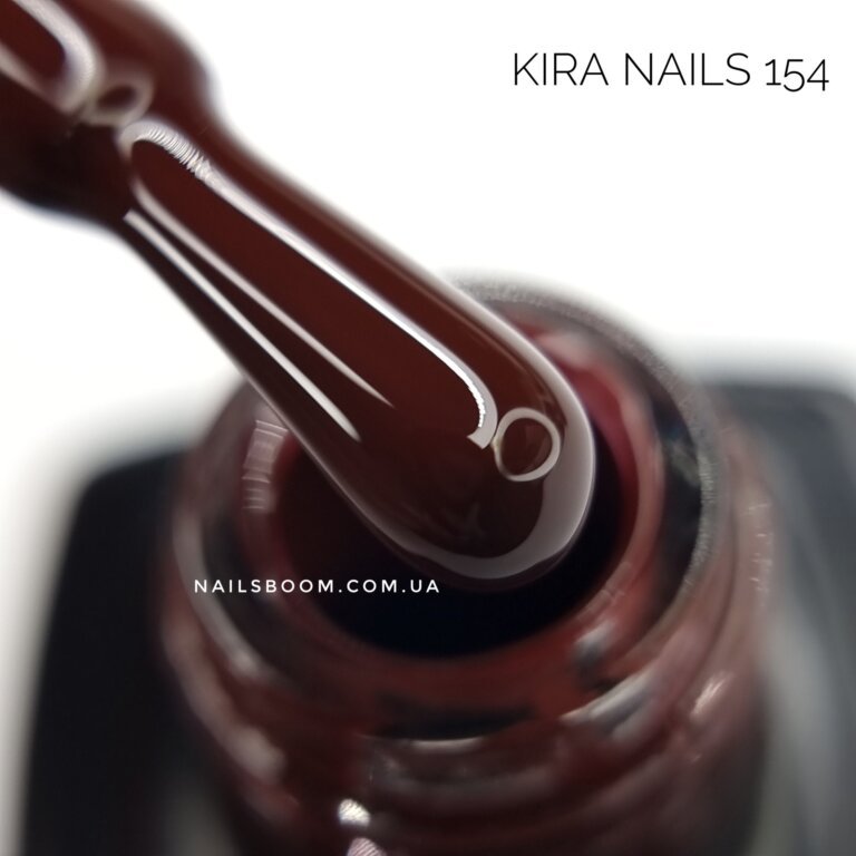 Гель-лак Kira Nails №154 (темний бордово-коричневий, емаль), 6 мл