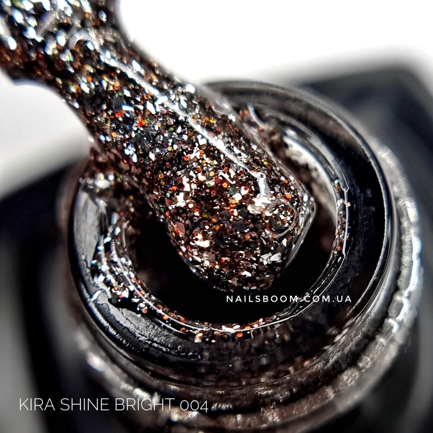 Гель-лак Kira Nails Shine Bright №004 (темне срібло з мілкими червоними блискітками), 6 мл