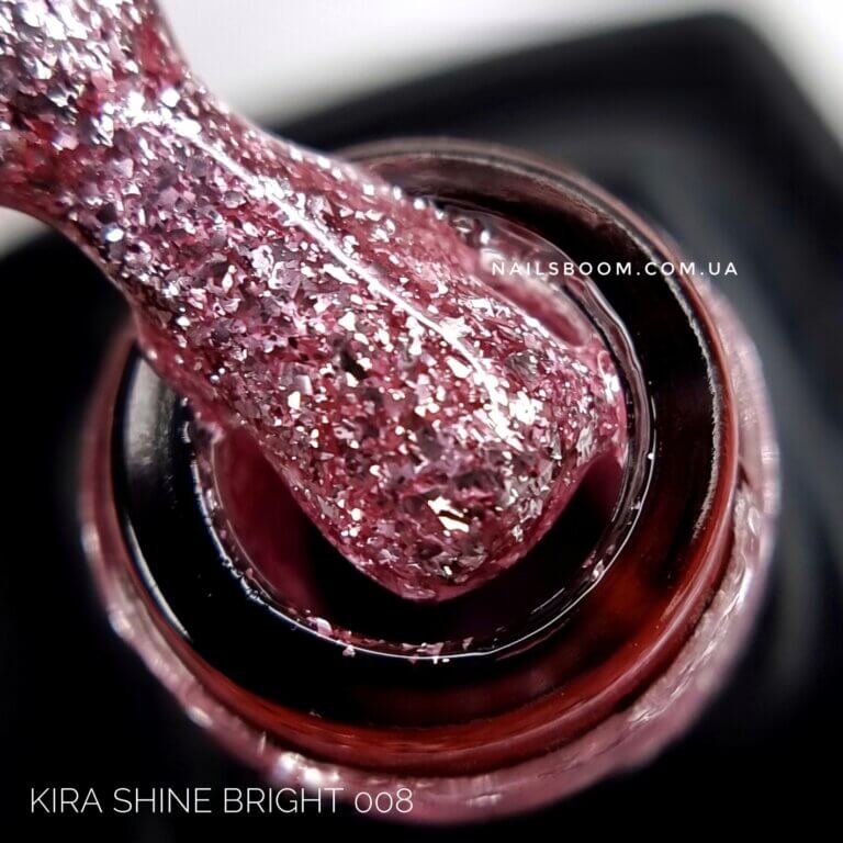 Гель-лак Kira Nails Shine Bright №008 (рожевий з блискітками), 6 мл