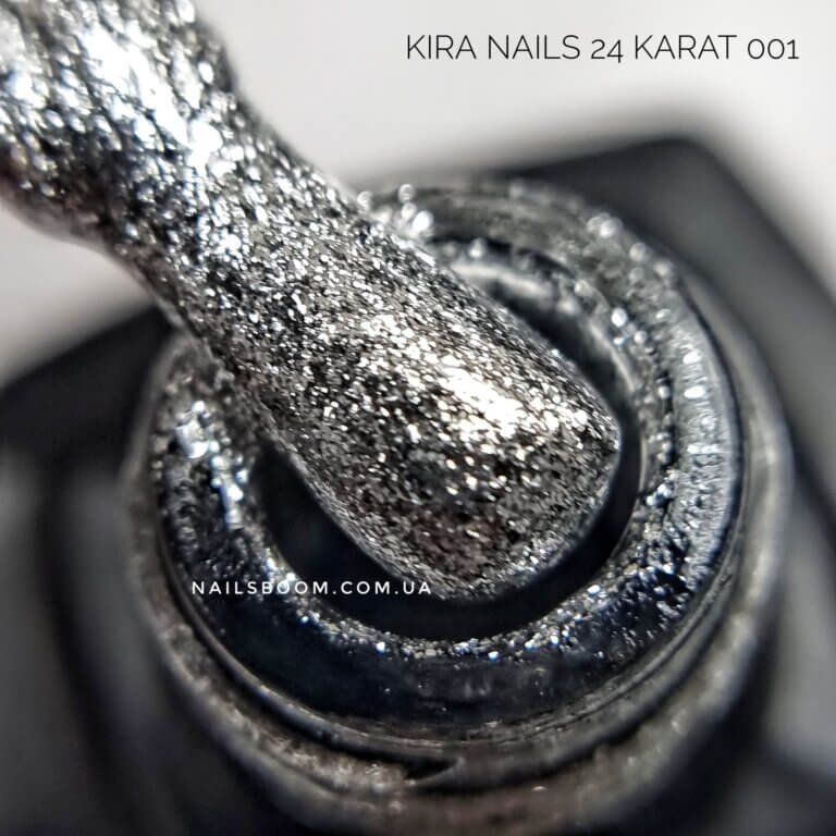 Гель-лак Kira Nails 24 Karat №001 (срібло з великою кількістю блискіток), 6 мл