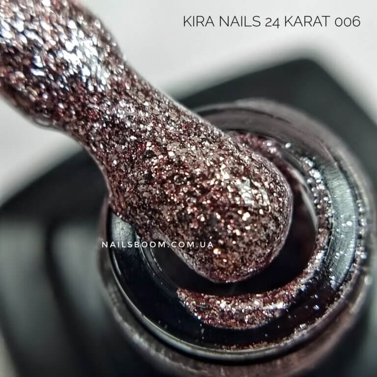 Гель-лак Kira Nails 24 Karat №006 (рожеве золото з великою кількістю блискіток), 6 мл