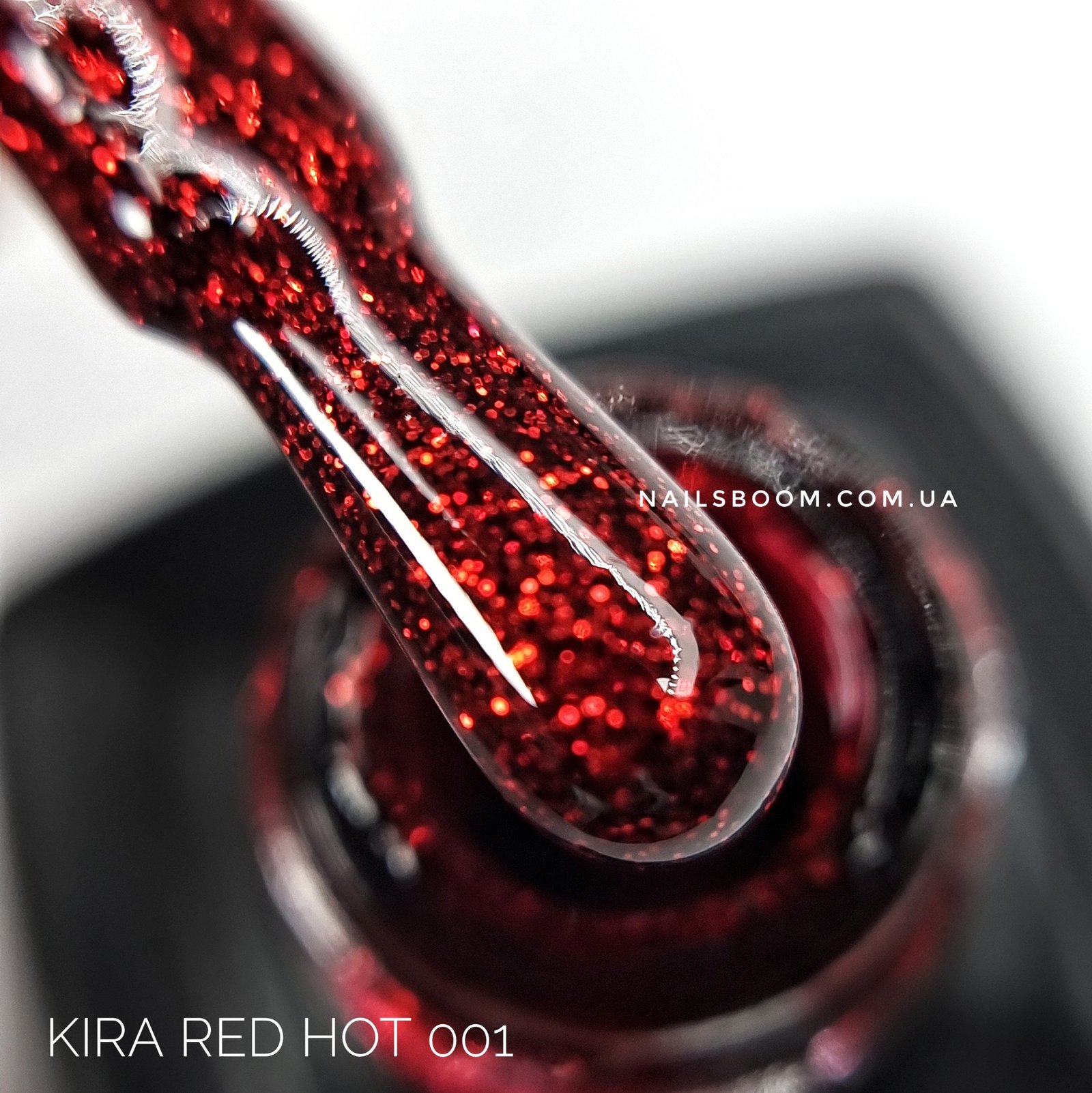 Гель-лак Red Hot Kira Peppers №001 (рубіновий з яскраво червоними блискітками), 6 мл
