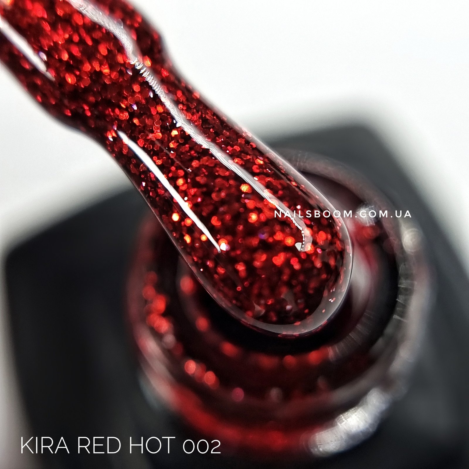 Гель-лак Red Hot Kira Peppers №002 (червоний з кораловими блискітками), 6 мл