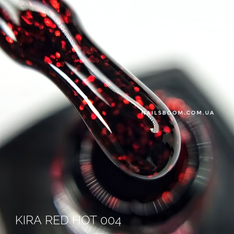 Гель-лак Red Hot Kira Peppers №004 (гранатовий з рубіновими блискітками), 6 мл