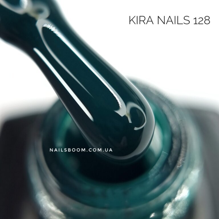 Гель-лак Kira Nails №128 (темно-зелений, емаль), 6 мл