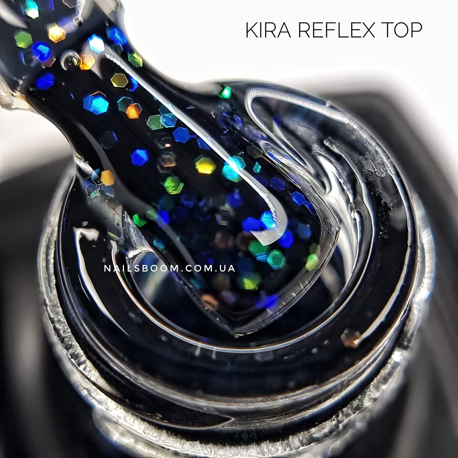 Kira Nails No Wipe Top Reflex - топ без ЛШ з голографічною крихтою, 6 мл