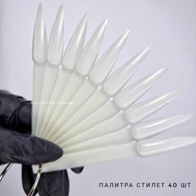 Палітра-веєр молочний 40 шт, стілет 12 см