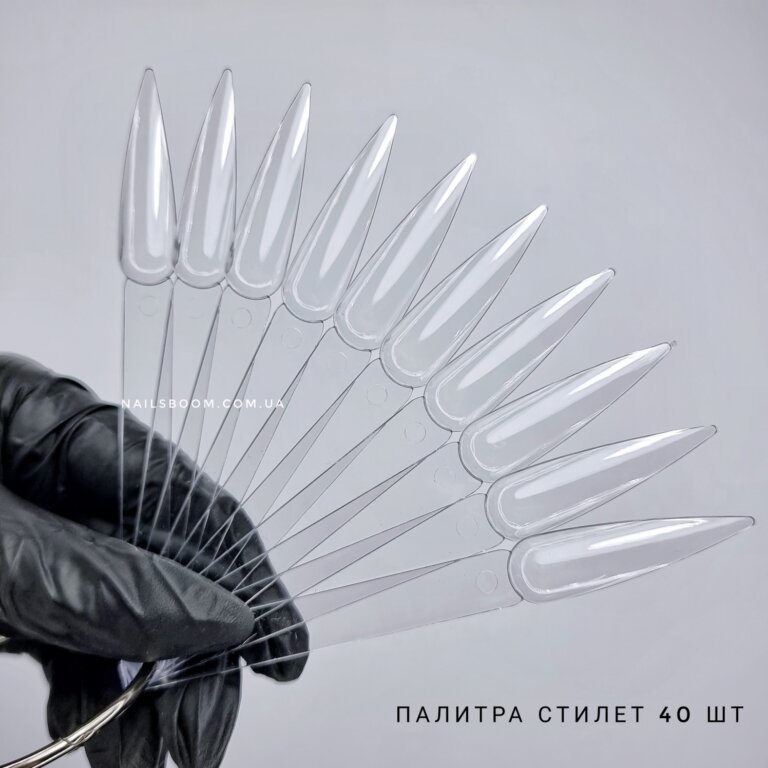 Палітра-веєр прозорий 40 шт, стілет 12 см
