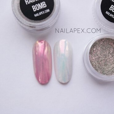 Втирка NailApex Rainbow-Bomb» — ніжно-рожева втирка з легкою голограмою, 0.5 гр
