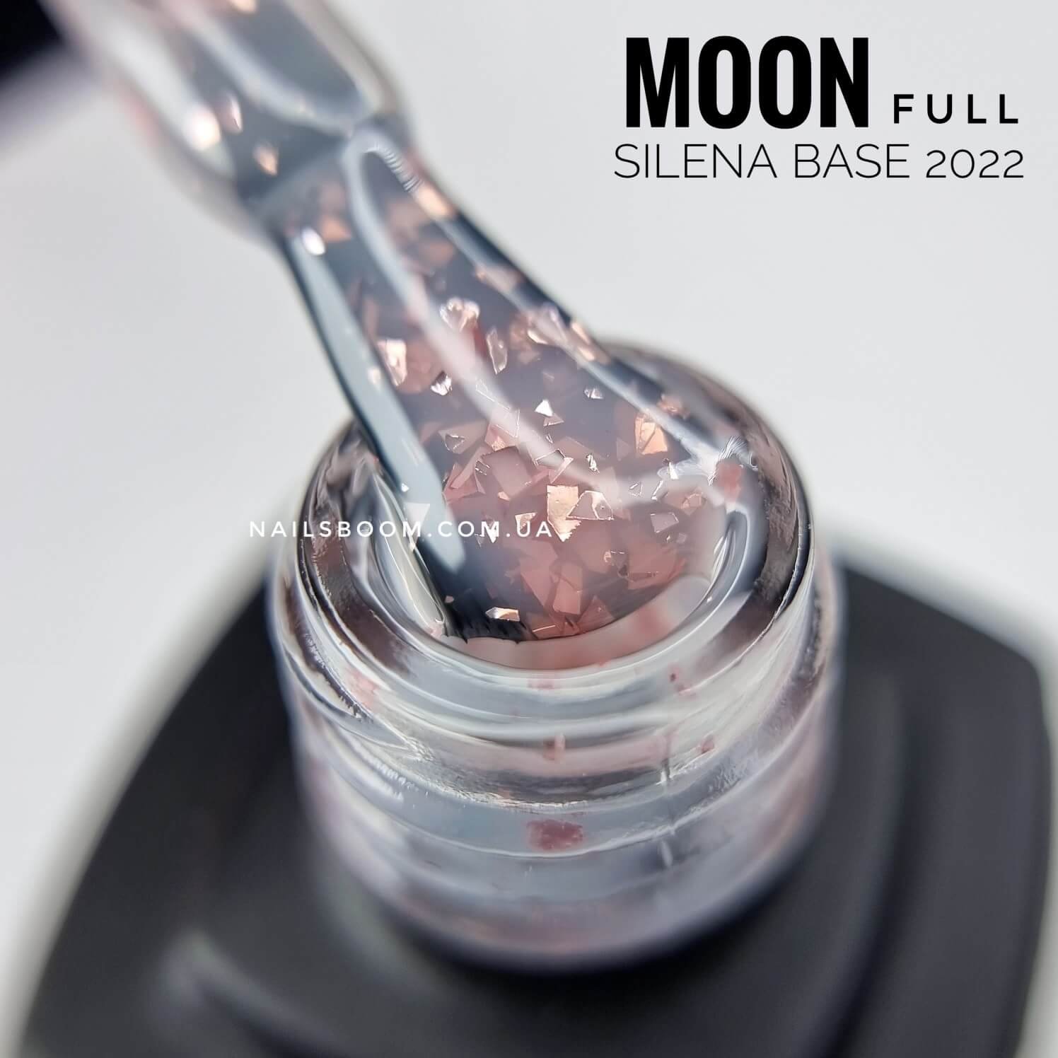 Камуфлююча база з поталлю MOON Silena rubber base 2022, 15 мл(баночка без пензлика)