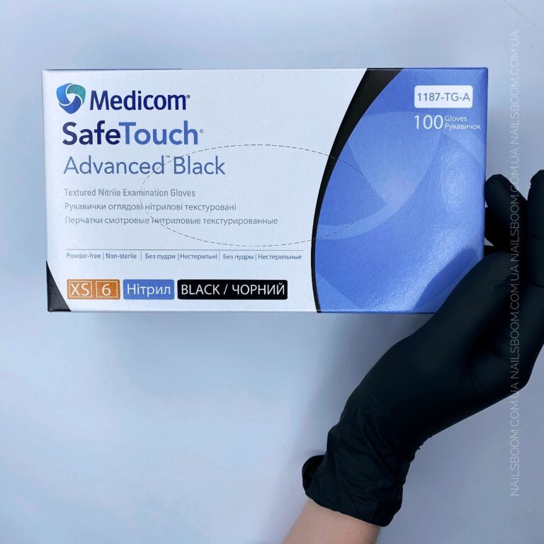 Рукавички нітрилові чорні Medicom 1187-TG_C (3.3 г), розмір M, 1 пара