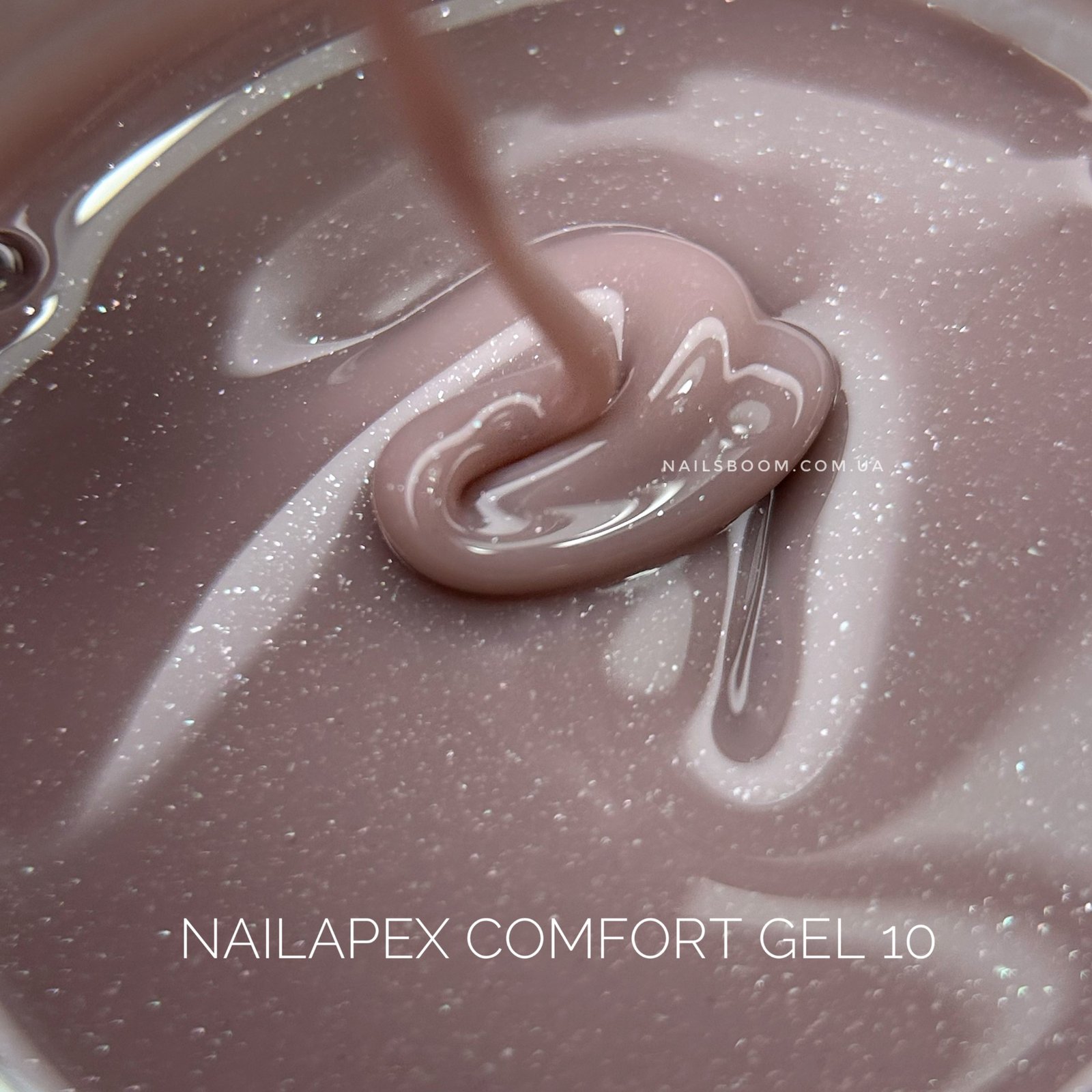 Гель NailApex Comfort Builder Gel №10 (кавовий нюд з срібним шимером), 30 мл