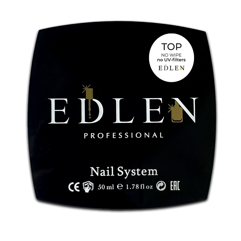 Топ без липкого шару EDLEN no wipe top No UV-filter (без УФ фільтру), 50 мл