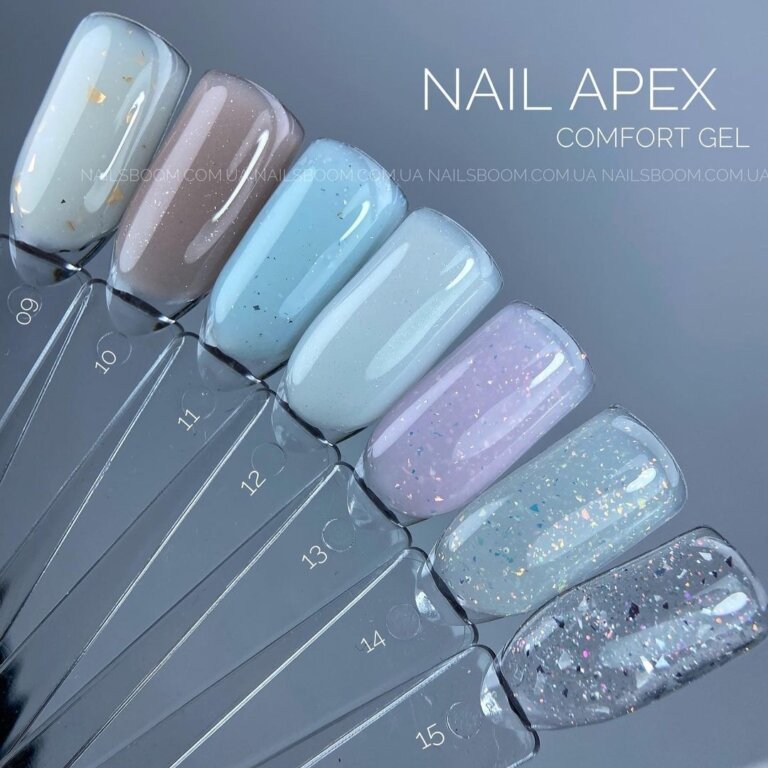 Гель NailApex Comfort Builder Gel №09 (молочний зі шматочками золотої поталі), 30 мл