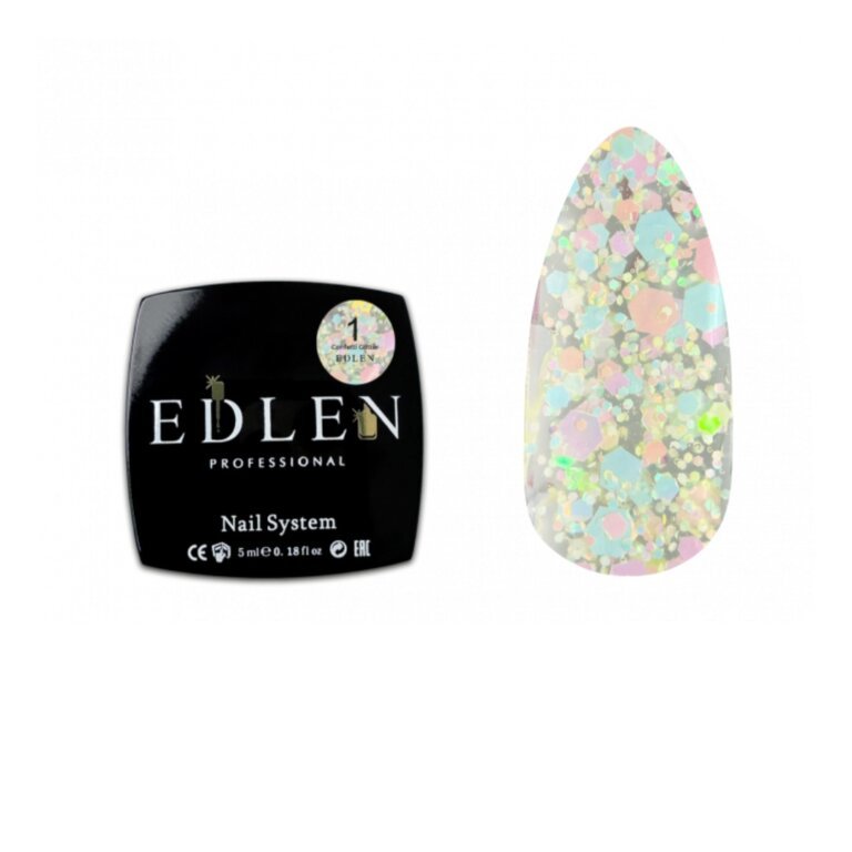 Гель-лак EDLEN Confetti Glitter №01, 5 мл