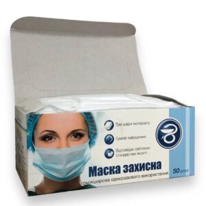 Маска медична тришарова біла, 50 шт