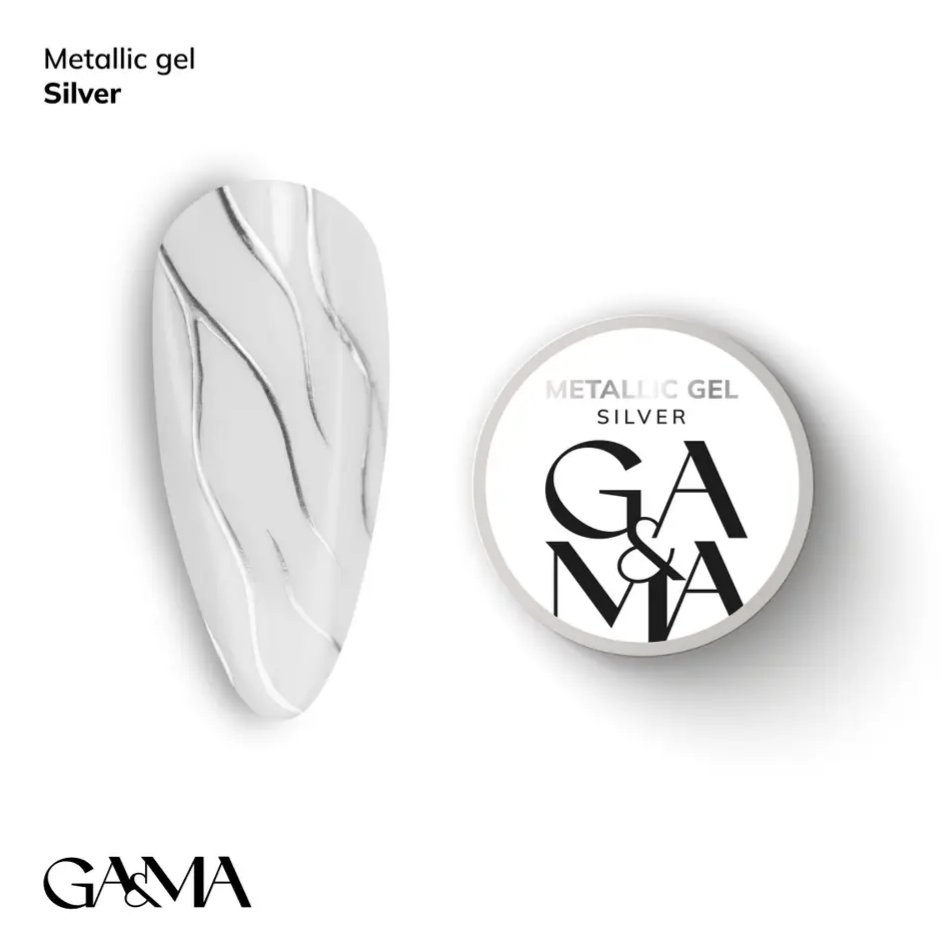 Гель-фарба рідкий метал GA&MA Mettalic gel Silver, 5 мл