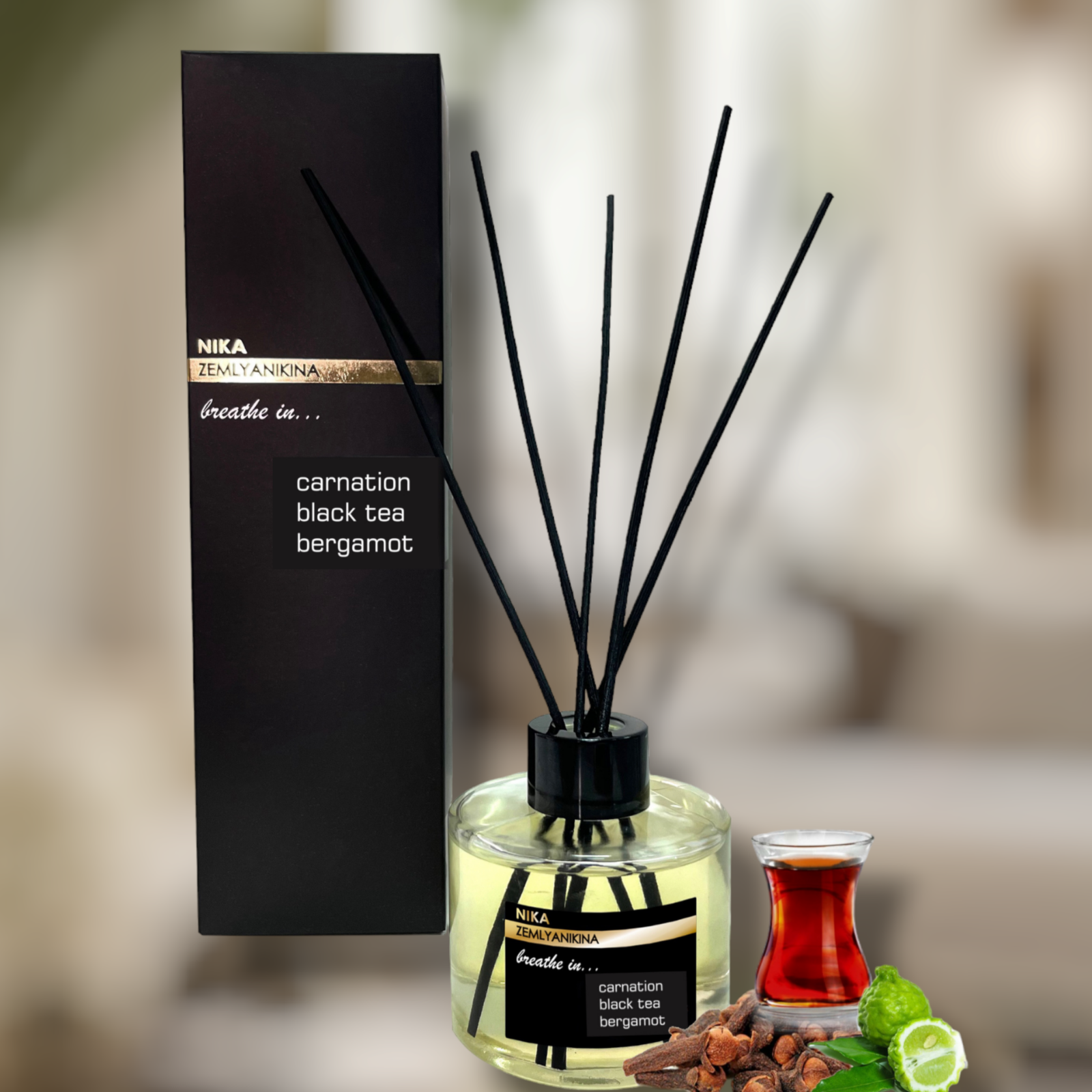 1B33F893-ADA5-403F-934D-3415BD6E710A Аромадифузор Carnation/Black tea/Bergamot Nika Zemlyanikina, 130 мл
