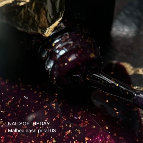 Вітражна база з поталлю NAILS OF THE DAY Malbec base potal 03, 10 мл